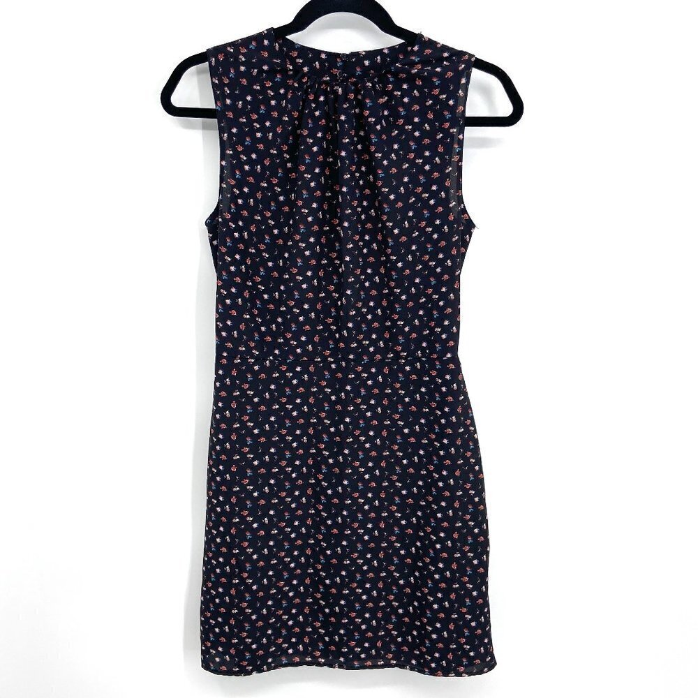 ZARA Black Floral Print Lightweight Sleeveless Back Cut Out Mini Dress Small